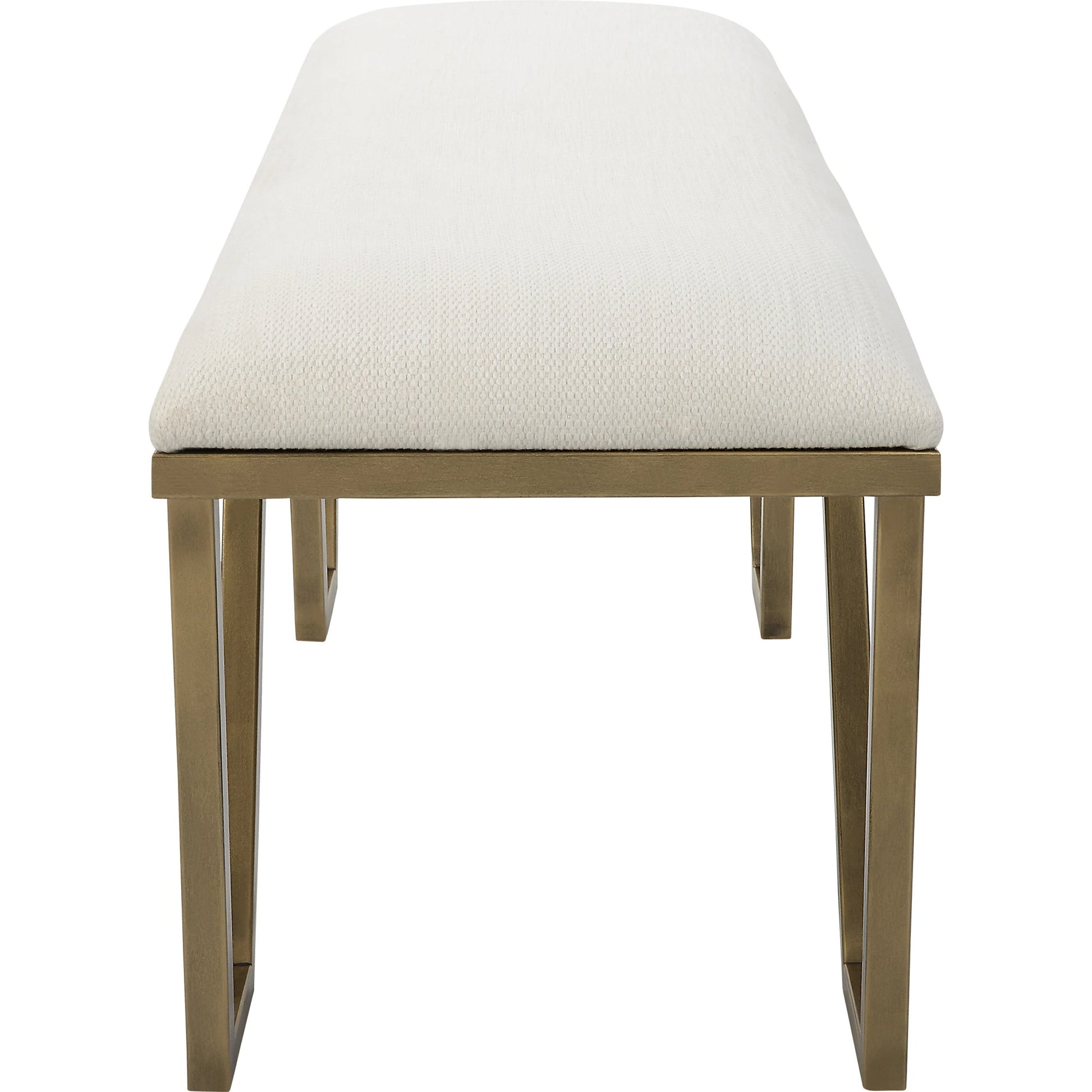 Farrah Bench by Uttermost in antique gold leaf. Made from iron, mdf, polyester, foam in a modern style.
