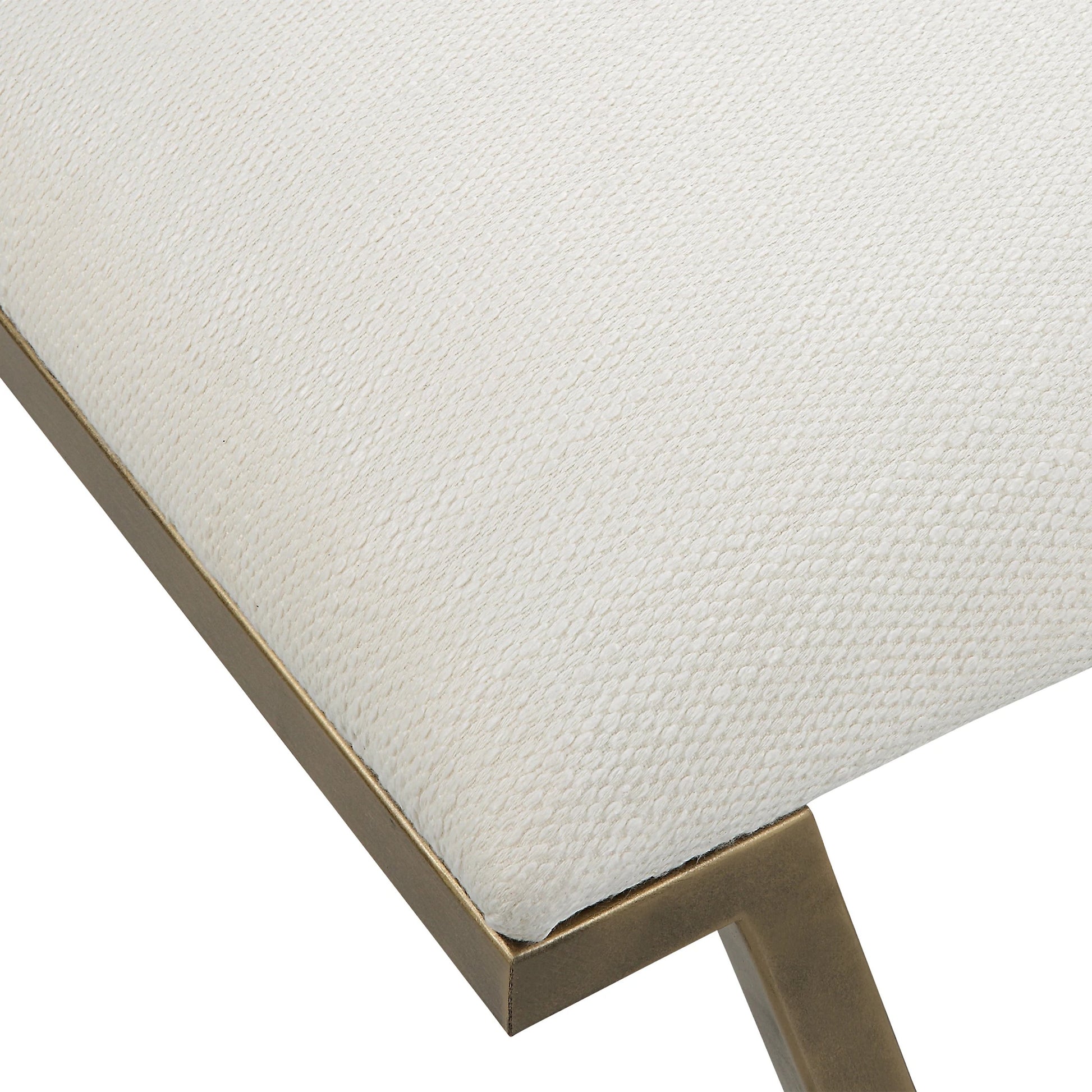 Farrah Bench by Uttermost in antique gold leaf. Made from iron, mdf, polyester, foam in a modern style.