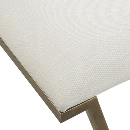 Farrah Bench by Uttermost in antique gold leaf. Made from iron, mdf, polyester, foam in a modern style.