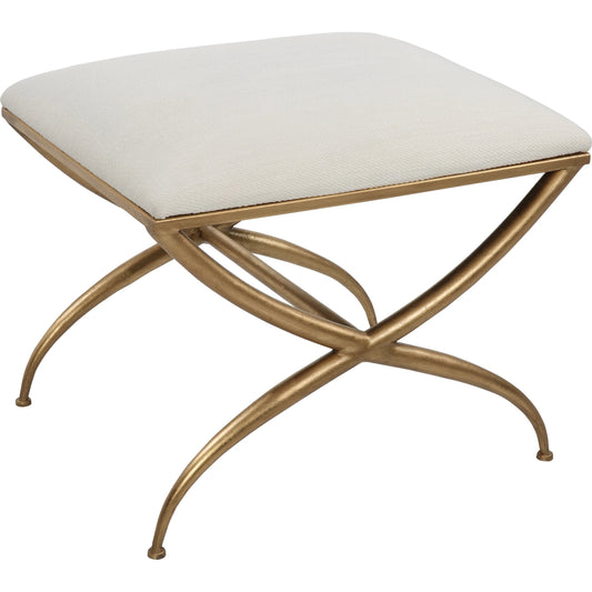 Crossing Bench by Uttermost in gold. Made from foam, fabric, iron, mdf in a transitional style.