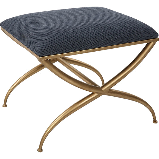 Crossing Bench by Uttermost in gold. Made from foam, fabric, iron, mdf in a transitional style.