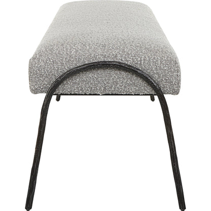 Jacobsen Bench by Uttermost in ivory, warm gray. Made from fabric, foam, plywood, iron in a modern style.