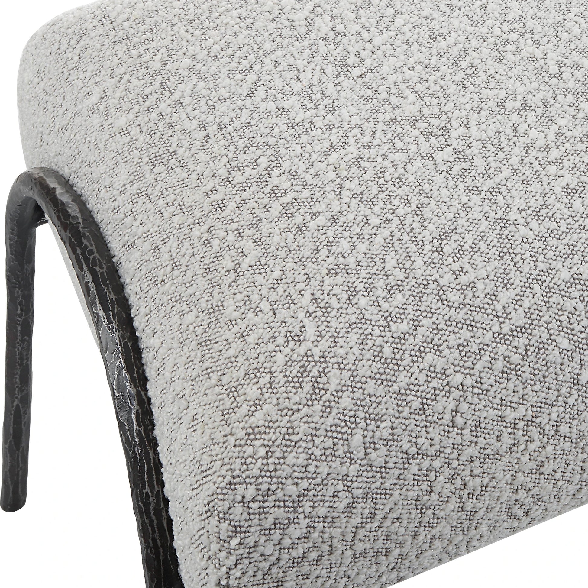 Jacobsen Bench by Uttermost in ivory, warm gray. Made from fabric, foam, plywood, iron in a modern style.