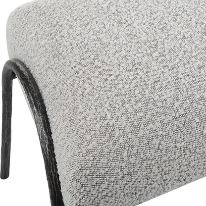 Jacobsen Bench by Uttermost in ivory, warm gray. Made from fabric, foam, plywood, iron in a modern style.