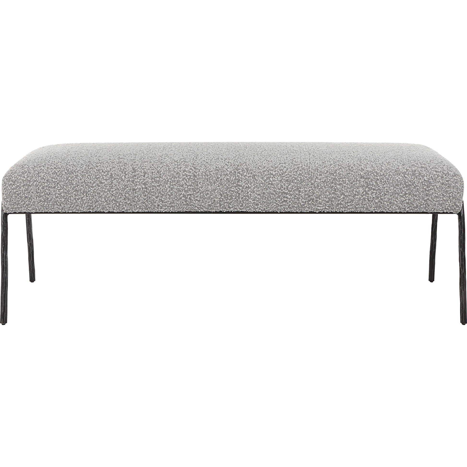 Jacobsen Bench by Uttermost in ivory, warm gray. Made from fabric, foam, plywood, iron in a modern style.