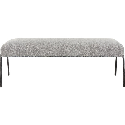 Jacobsen Bench by Uttermost in ivory, warm gray. Made from fabric, foam, plywood, iron in a modern style.