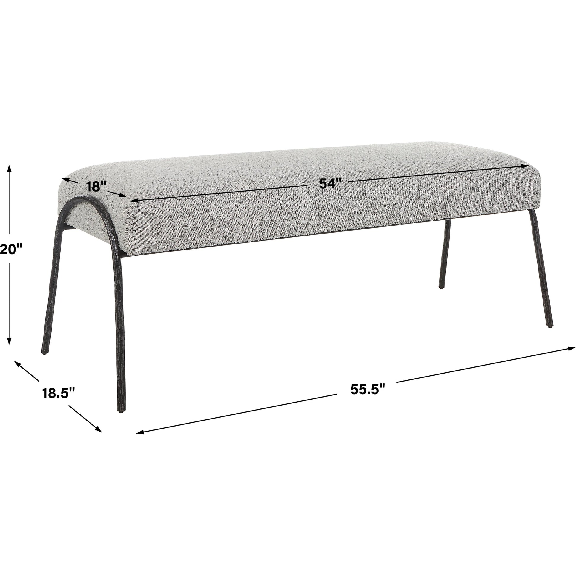 Jacobsen Bench by Uttermost in ivory, warm gray. Made from fabric, foam, plywood, iron in a modern style.