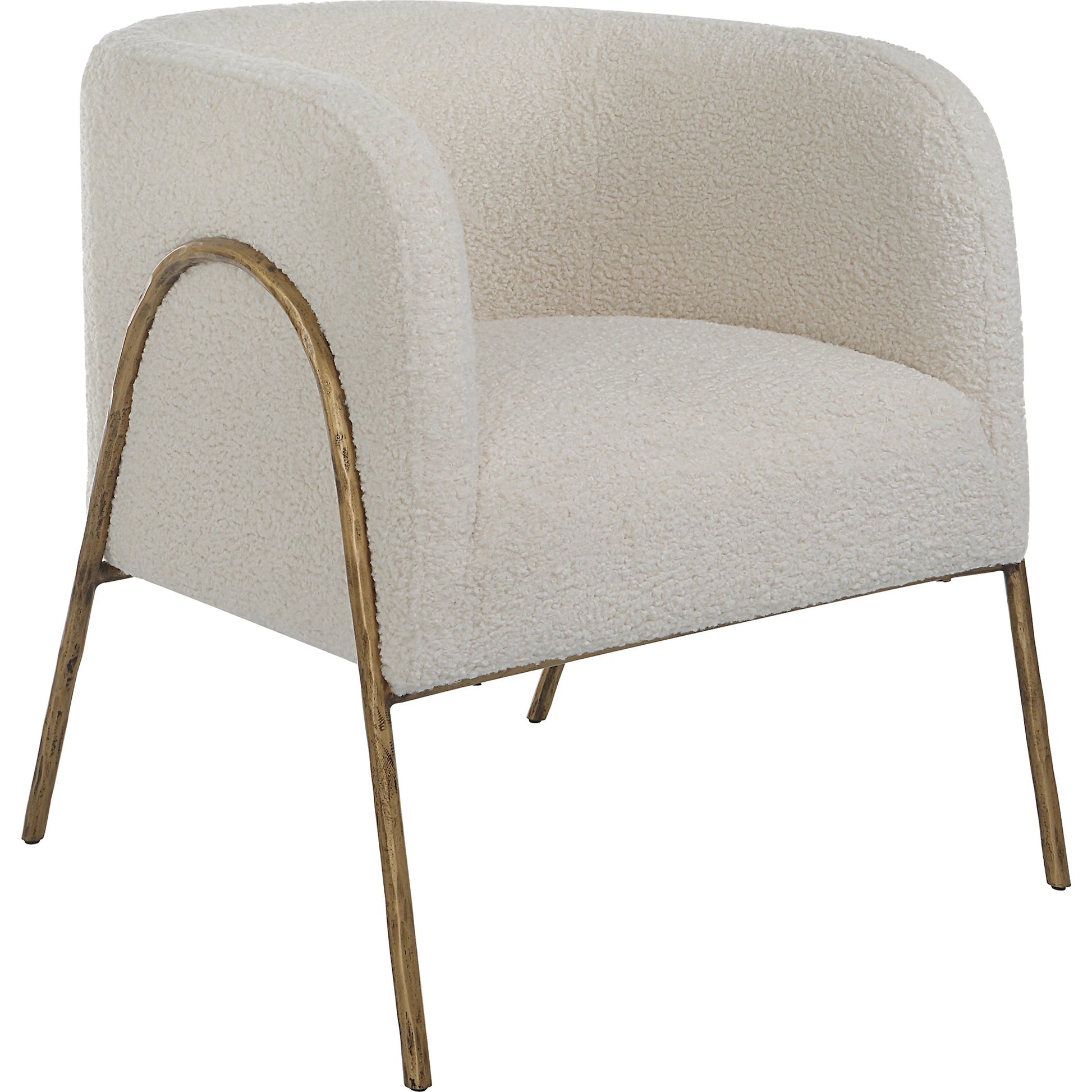 Jacobsen Shearling Accent Chair by Uttermost. Made from fabric, foam, plywood, iron in a modern style.