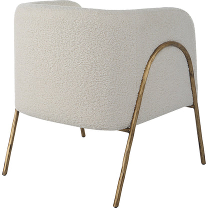 Jacobsen Shearling Accent Chair by Uttermost. Made from fabric, foam, plywood, iron in a modern style.