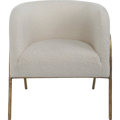 Jacobsen Shearling Accent Chair by Uttermost. Made from fabric, foam, plywood, iron in a modern style.