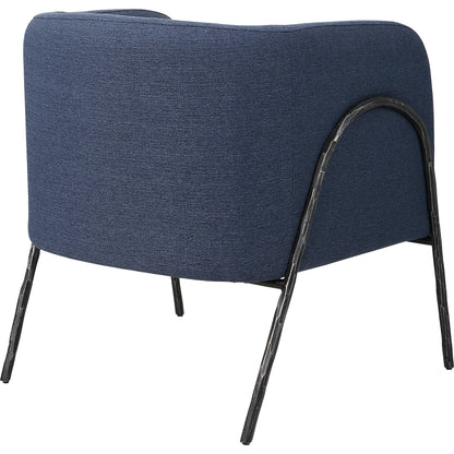 Jacobsen Denim Accent Chair by Uttermost in blue denim and blue denim. Made from fabric, foam, plywood, iron in a modern style.
