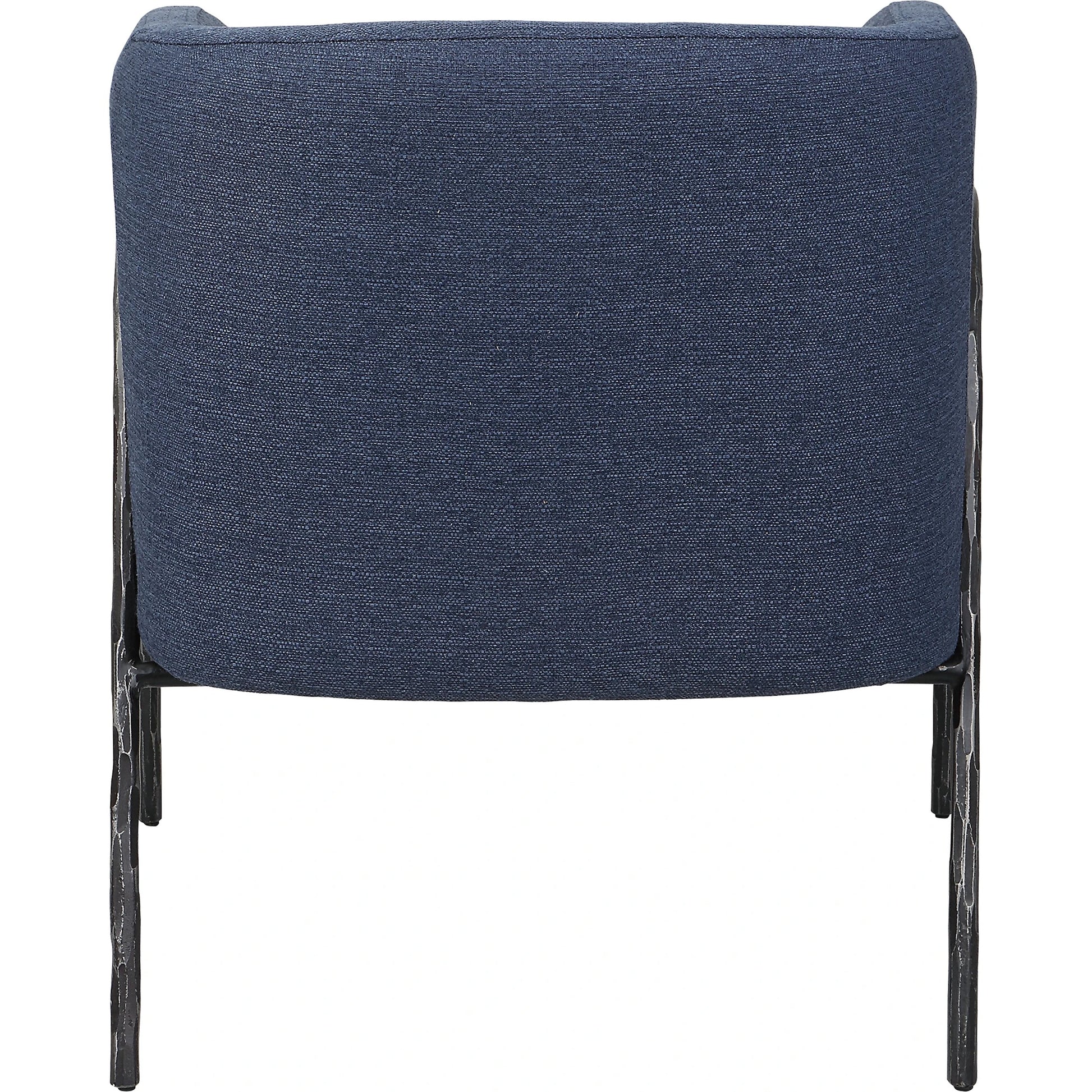 Jacobsen Denim Accent Chair by Uttermost in blue denim and blue denim. Made from fabric, foam, plywood, iron in a modern style.