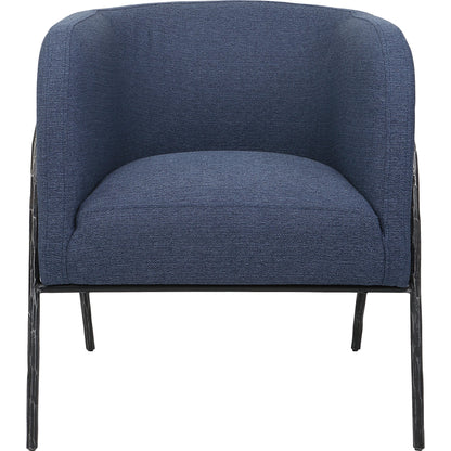 Jacobsen Denim Accent Chair by Uttermost in blue denim and blue denim. Made from fabric, foam, plywood, iron in a modern style.