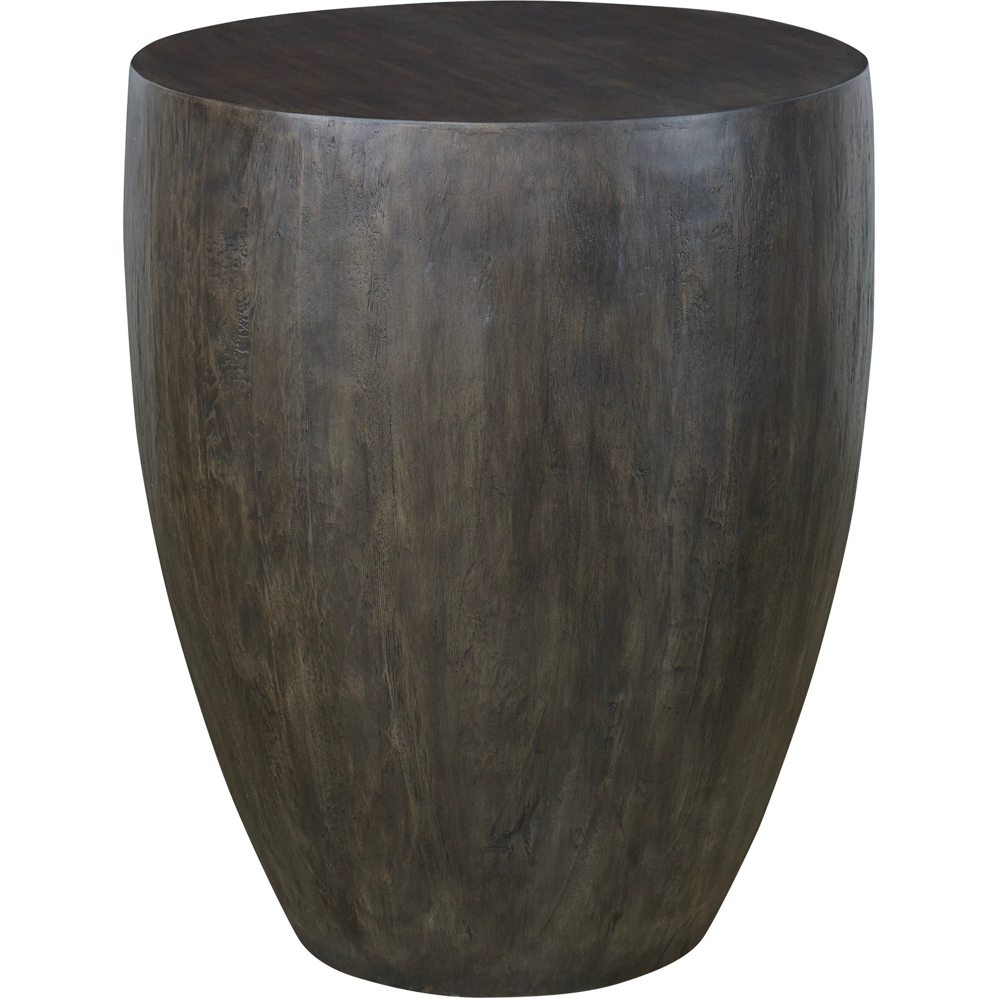 Lark Minimalist End Table by Uttermost in walnut. Made from carb phase 2 with fiberglass in a modern style.