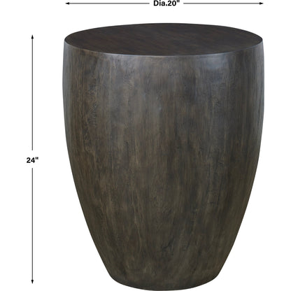 Lark Minimalist End Table by Uttermost in walnut. Made from carb phase 2 with fiberglass in a modern style.