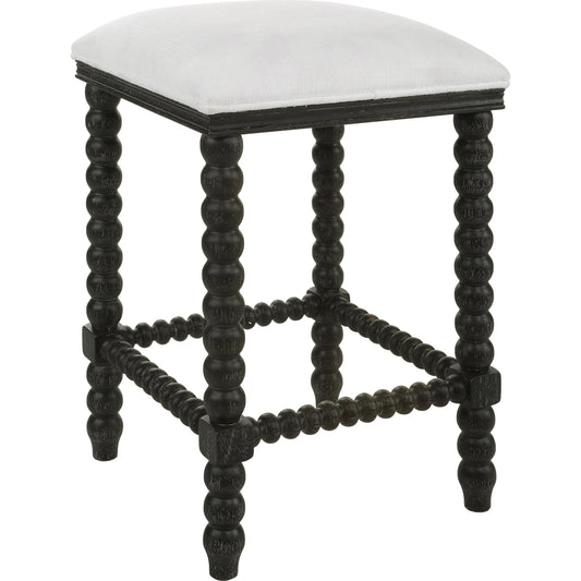 Pryce Backless Counter Stool by Uttermost in black. Made from rubber wood，plywood，fabric，foam，hardward in a modern style.