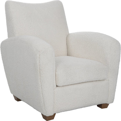 Teddy Accent Chair by Uttermost in walnut. Made from rubber wood, plywood, fabric, foam in a modern style.
