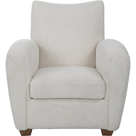 Teddy Accent Chair by Uttermost in walnut. Made from rubber wood, plywood, fabric, foam in a modern style.