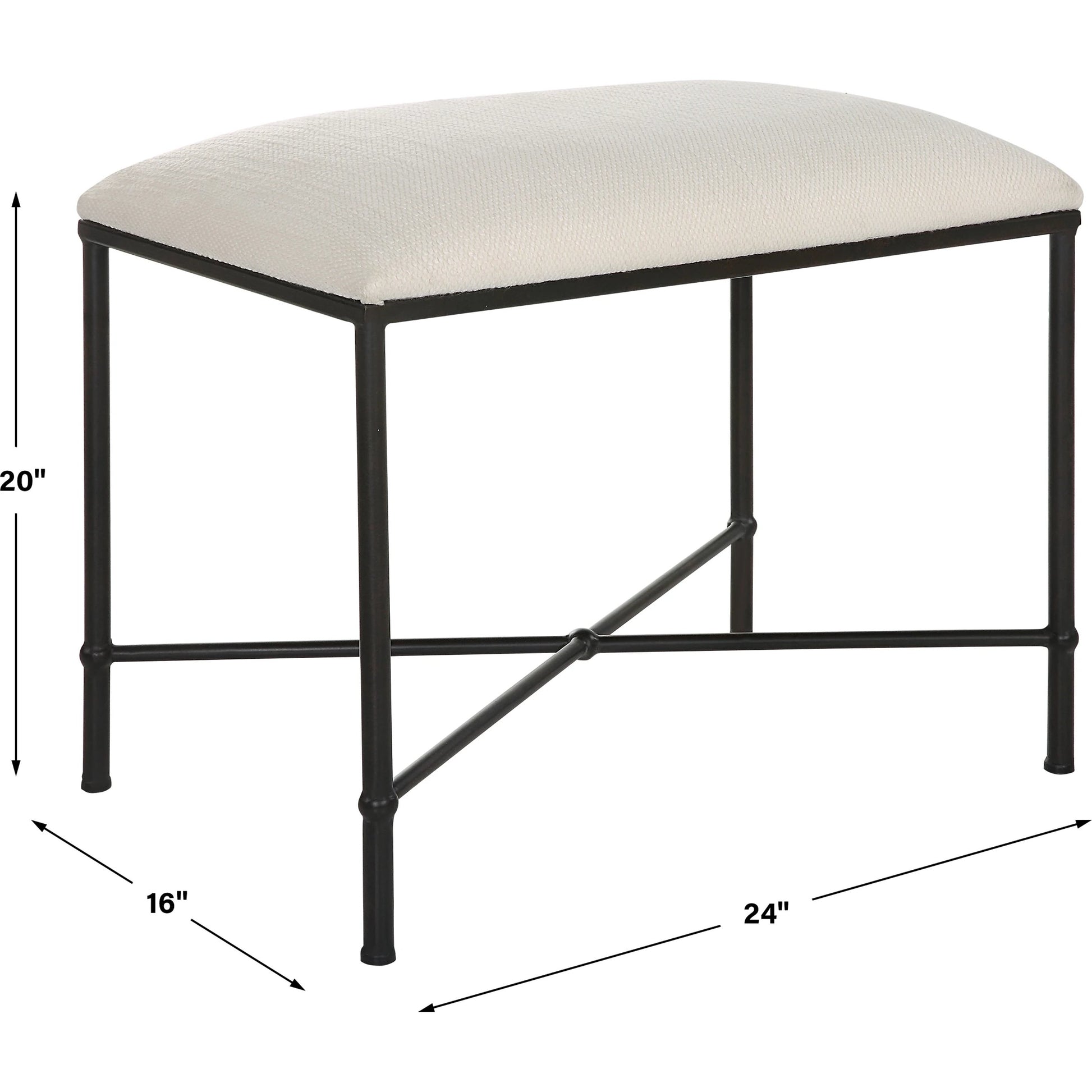 Avenham Small Bench by Uttermost. Made from foam, fabric, mdf, iron in a modern style.