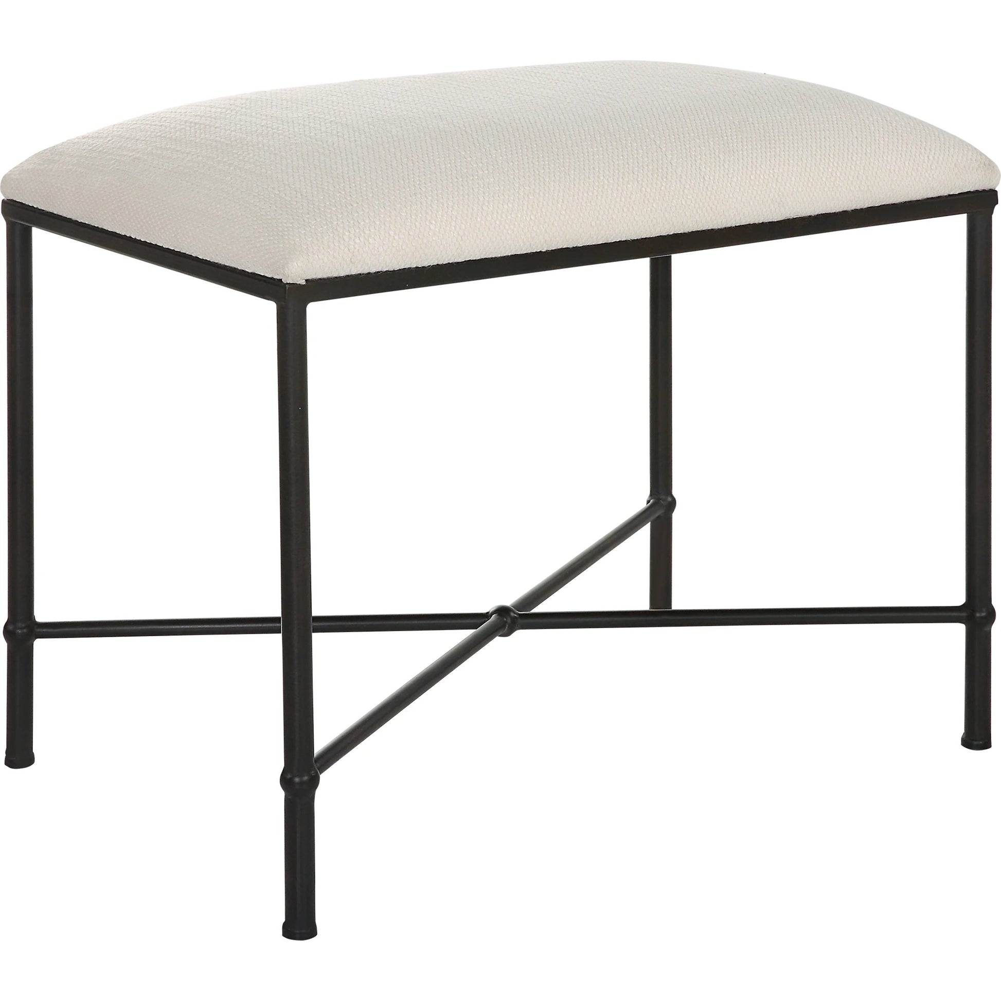 Avenham Small Bench by Uttermost. Made from foam, fabric, mdf, iron in a modern style.
