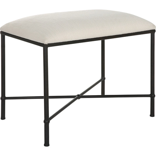 Avenham Small Bench by Uttermost. Made from foam, fabric, mdf, iron in a modern style.