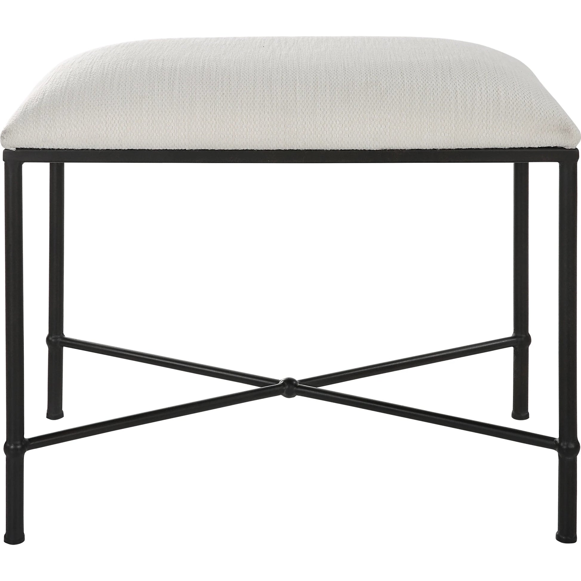 Avenham Small Bench by Uttermost. Made from foam, fabric, mdf, iron in a modern style.