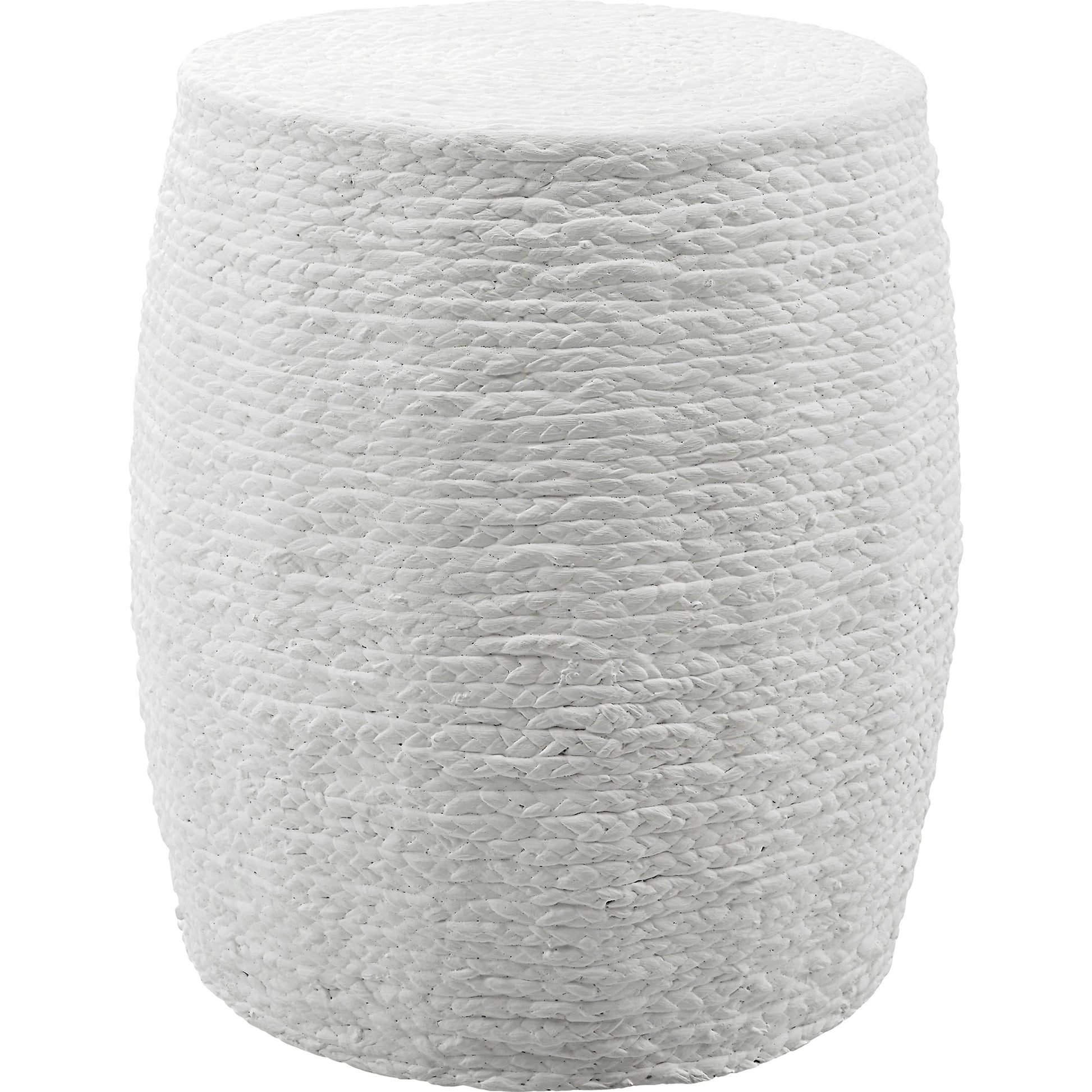 Resort Accent Stool by Uttermost. Made from mdf, straw rope, fir in a coastal style.