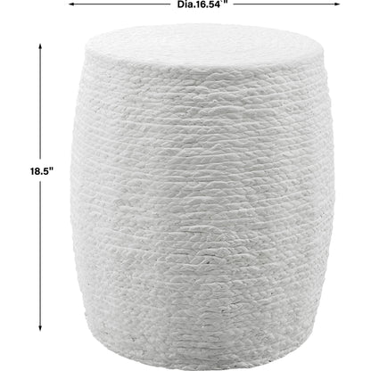 Resort Accent Stool by Uttermost. Made from mdf, straw rope, fir in a coastal style.