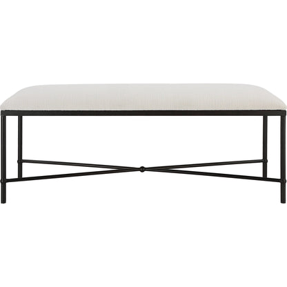Avenham Bench by Uttermost in satin black. Made from foam, fabric, mdf, iron in a coastal style.
