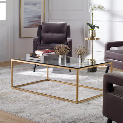 Bravura Coffee Table by Uttermost. Made from iron, tempered glass in a modern style.