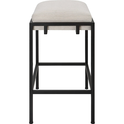 Paradox Counter Stool by Uttermost in matte black. Made from iron, mdf, foam, polyester in a modern style.