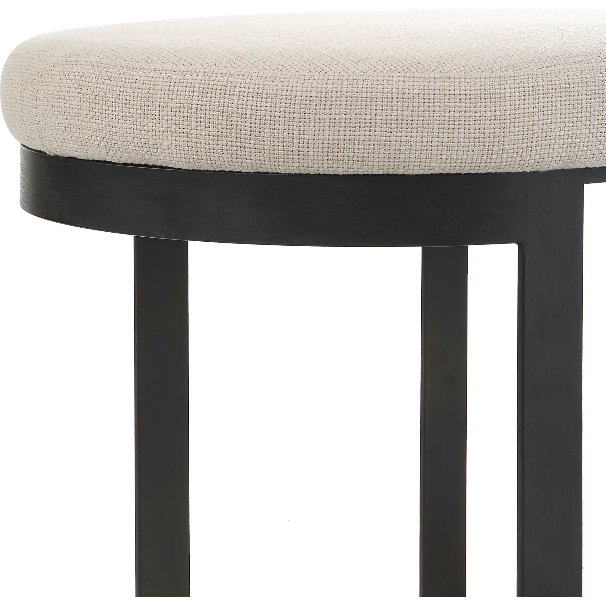 Infinity Accent Stool by Uttermost in gold. Made from metal, mdf, foam, fabric in a modern style.
