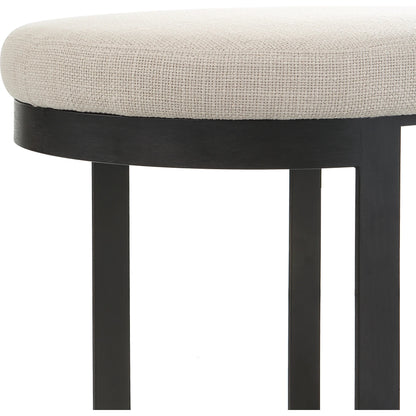 Infinity Accent Stool by Uttermost in gold. Made from metal, mdf, foam, fabric in a modern style.