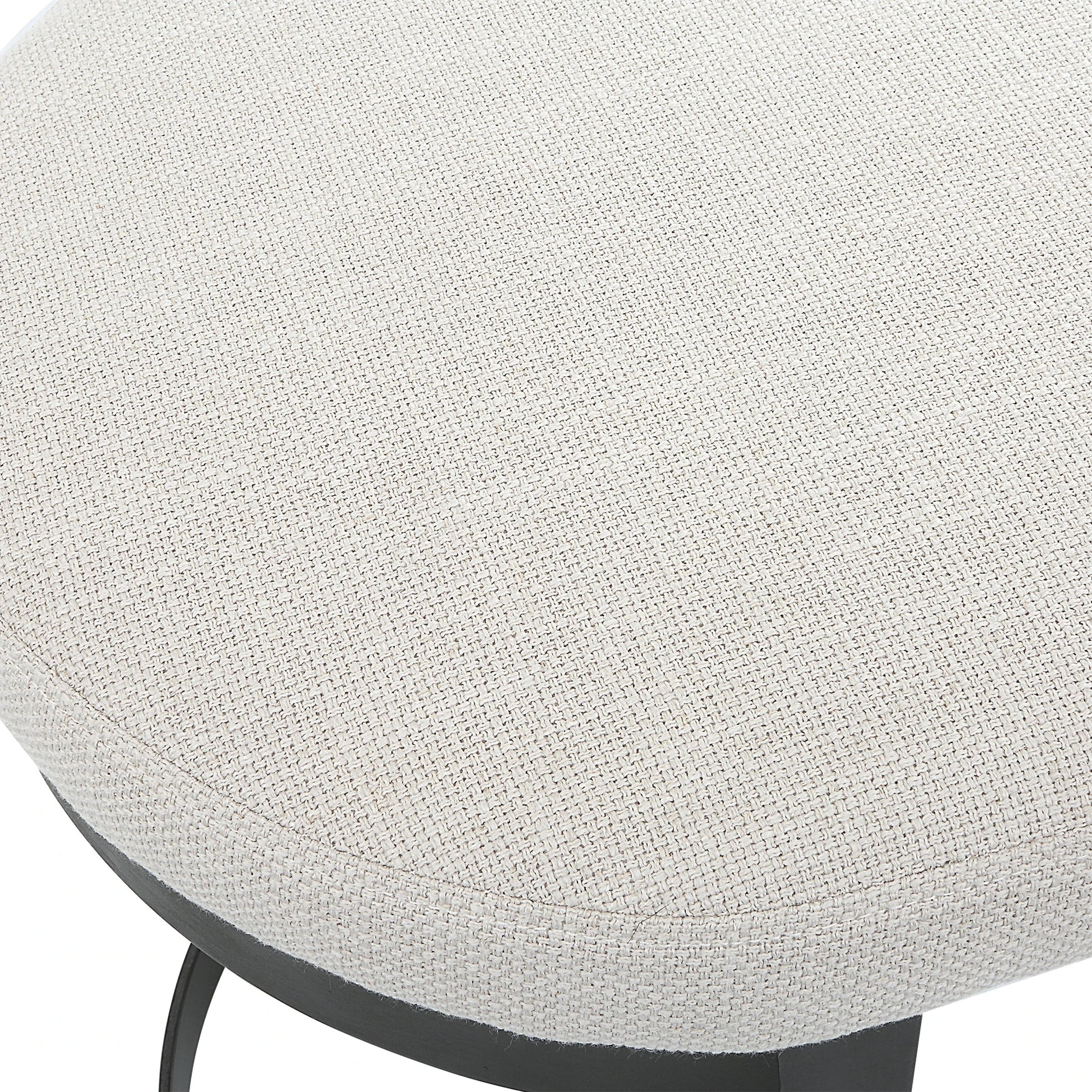 Infinity Accent Stool by Uttermost in gold. Made from metal, mdf, foam, fabric in a modern style.