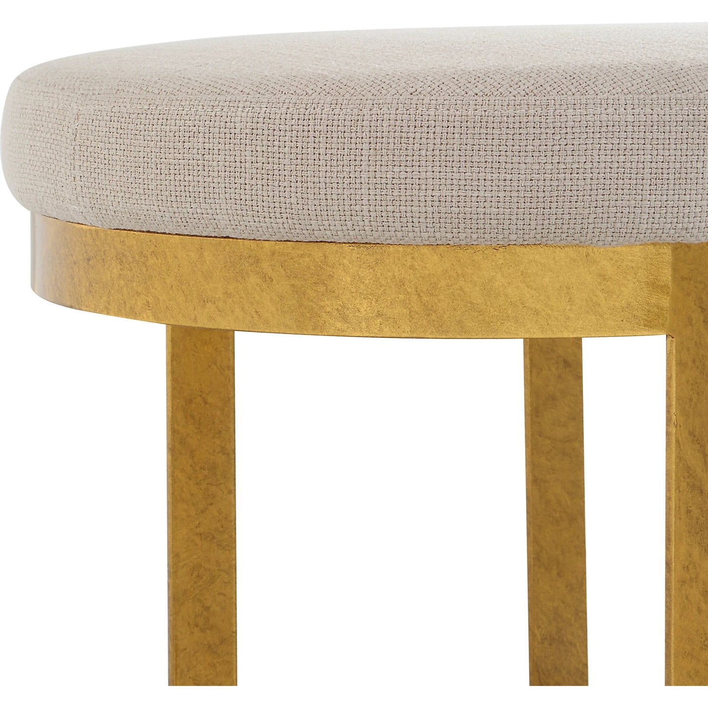 005 SI-1923683 | Additional Silo | Infinity Accent Stool by Uttermost in gold. Made from metal, mdf, foam, fabric in a modern style.