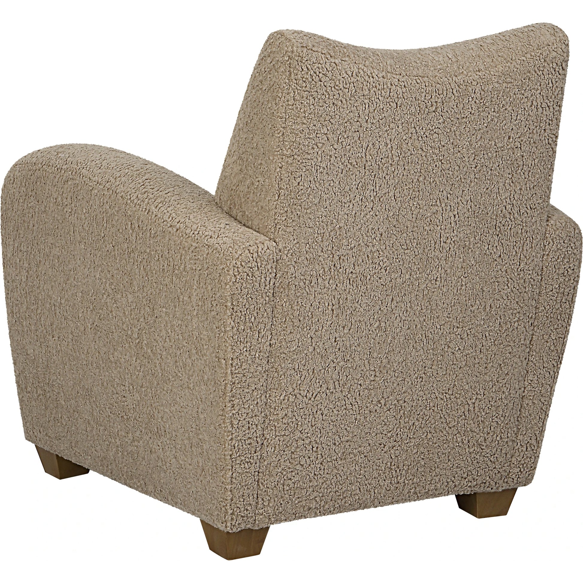 Teddy Accent Chair by Uttermost in walnut. Made from rubber wood, plywood, fabric, foam in a modern style.