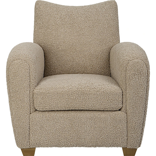 Teddy Accent Chair by Uttermost in walnut. Made from rubber wood, plywood, fabric, foam in a modern style.