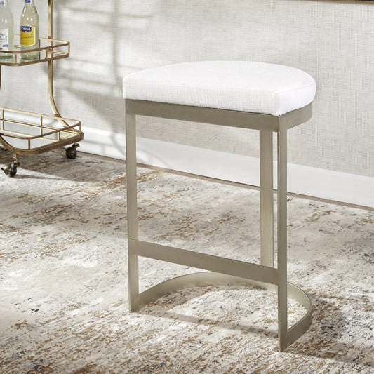 Ivanna Backless Counter Stool by Uttermost in silver. Made from metal, mdf in a modern style.
