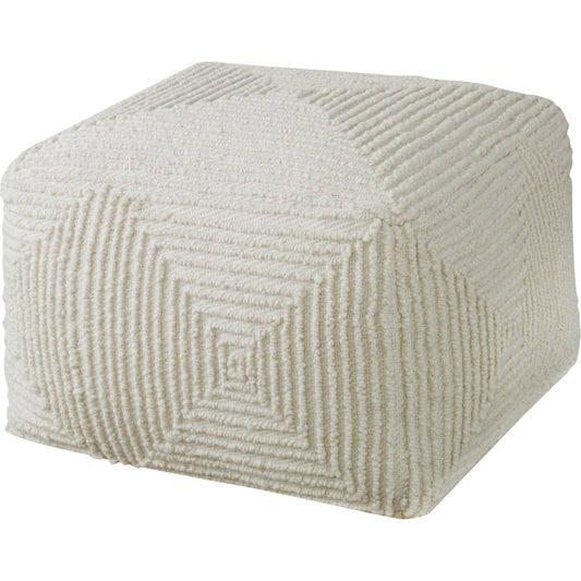Sovanna Geometric Pouf by Uttermost in ivory. Made from wool, polystyrene, cotton in a modern style.
