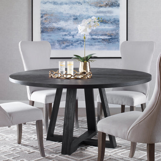 Gidran Round Dining Table by Uttermost in black. Made from elm, oak, oak (venner), plywood in a modern style.
