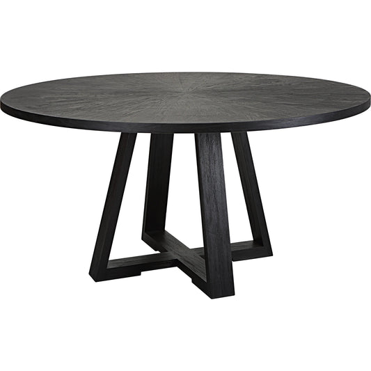Gidran Round Dining Table by Uttermost in black. Made from elm, oak, oak (venner), plywood in a modern style.