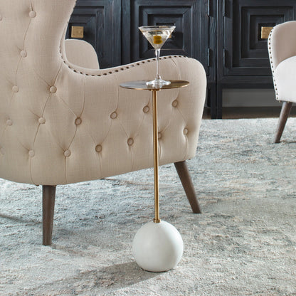 Gimlet Drink Table by Uttermost. Made from metal, marble, solid brass in a modern style.