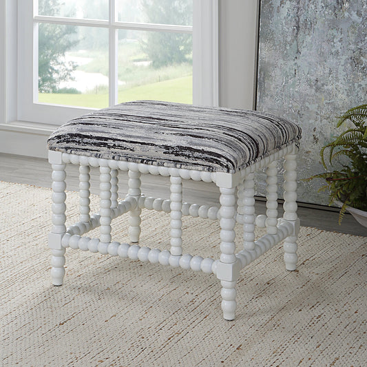 Seminoe Bench by Uttermost in gray, black. Made from rubber wood, plywood, fabric, foam in a modern style.