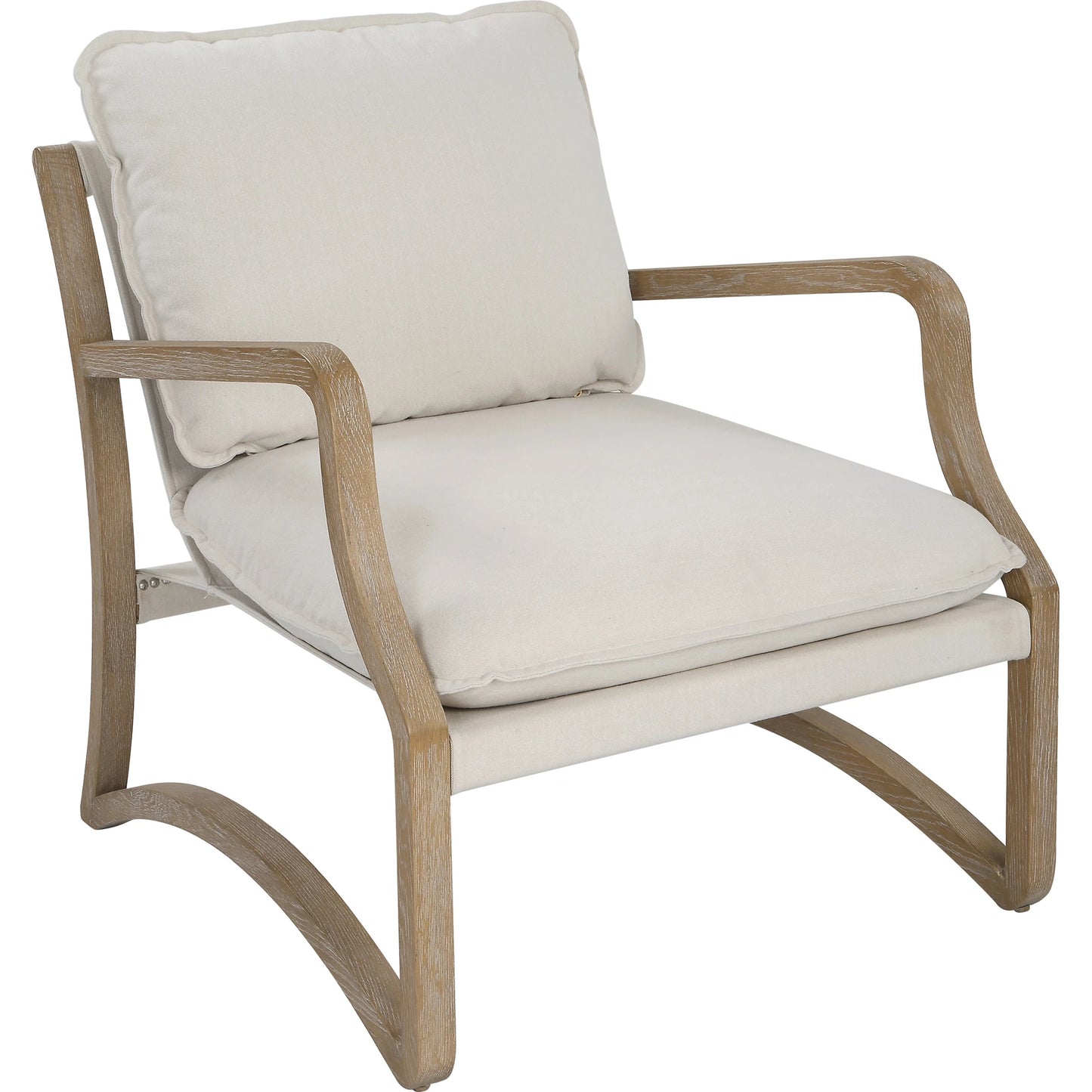 001 SI-1923689 | Primary Silo | Melora Accent Chair by Uttermost in ceruse oak. Made from oak solid wood, fabric, metal, foam in a modern style.