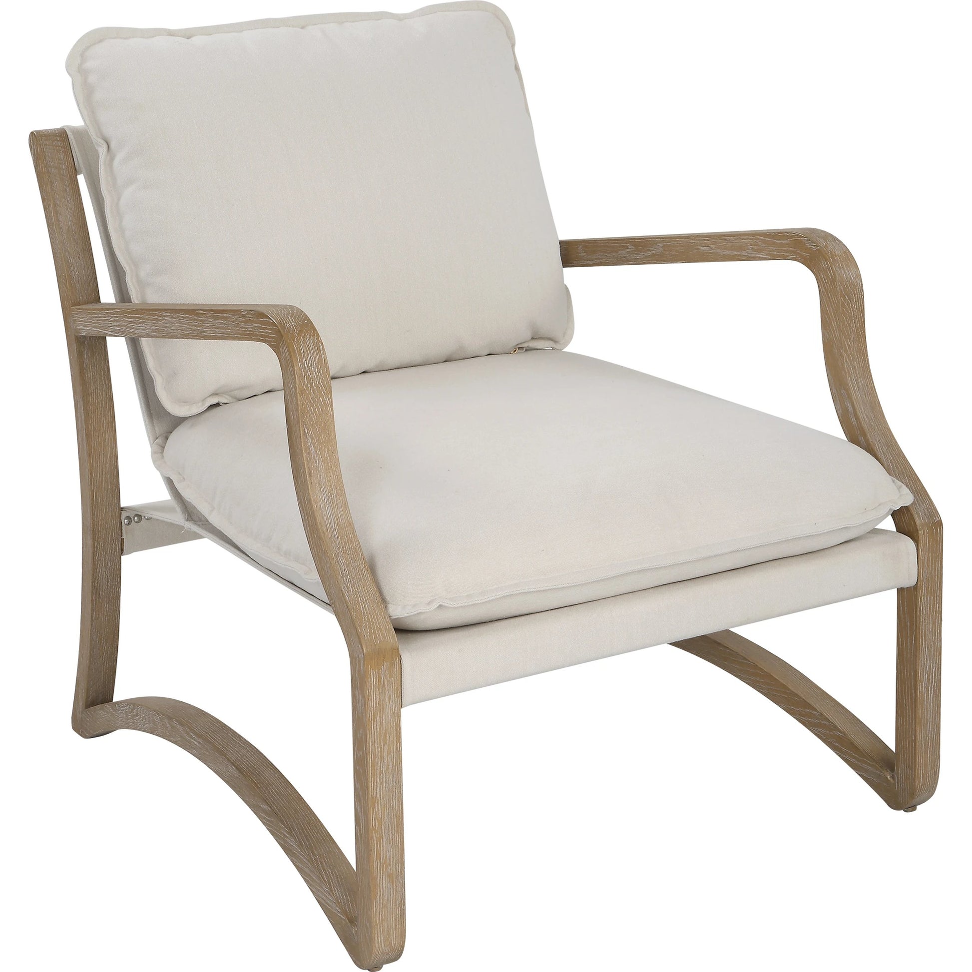 Melora Accent Chair by Uttermost in ceruse oak. Made from oak solid wood, fabric, metal, foam in a modern style.