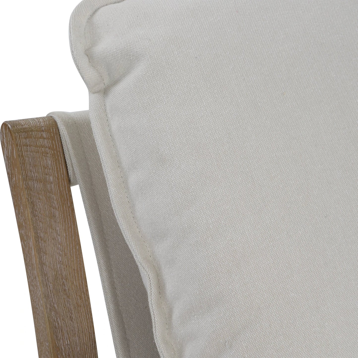 002 SI-1923689 | Closeup | Melora Accent Chair by Uttermost in ceruse oak. Made from oak solid wood, fabric, metal, foam in a modern style.