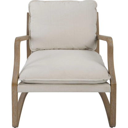 Melora Accent Chair by Uttermost in ceruse oak. Made from oak solid wood, fabric, metal, foam in a modern style.