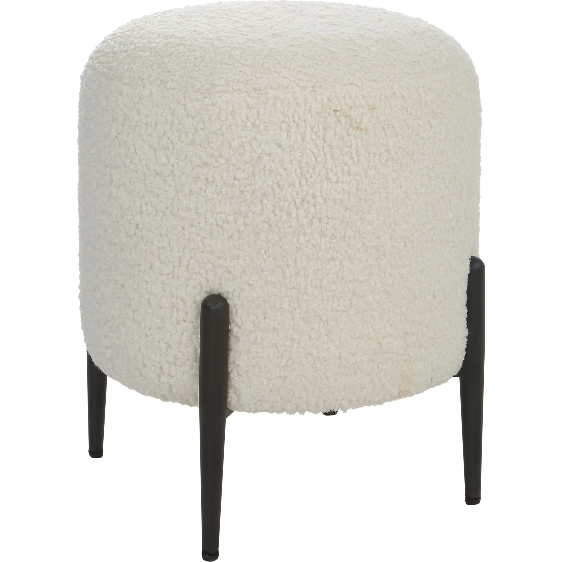 Arles Ottoman by Uttermost in white and satin black. Made from hardwood, plywood, fabric, foam in a transitional style.