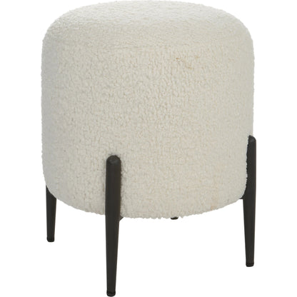 Arles Ottoman by Uttermost in white and satin black. Made from hardwood, plywood, fabric, foam in a transitional style.