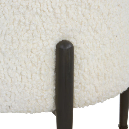Arles Ottoman by Uttermost in white and satin black. Made from hardwood, plywood, fabric, foam in a transitional style.